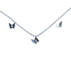 GIROCOLLO FARFALLE IN ACCIAIO RODIATO
